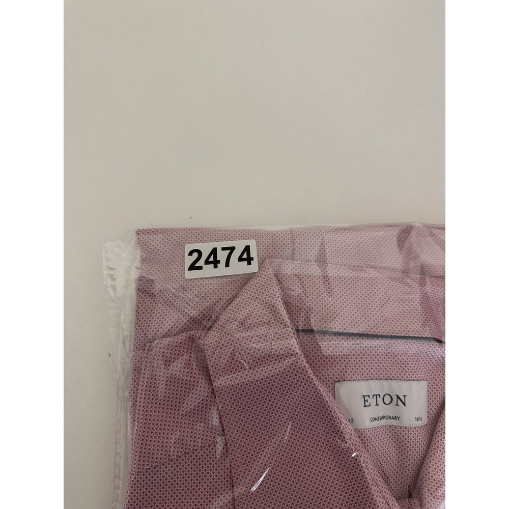 Eton Shirt Mens 16.5 42 Pink Contemporary Fit Dress Long Sleeve Button Front - Picture 12 of 12